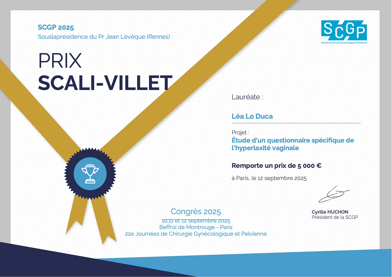 Diplôme Prix Scali Villet SCGP