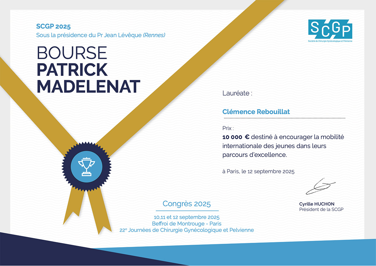 SCGP 2025 - Bourse Patrick Madelenet remise à Clémence Rebouillat